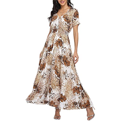 Robe d'été bohème fluide avec cordon de serrage réglable à la taille pour femme