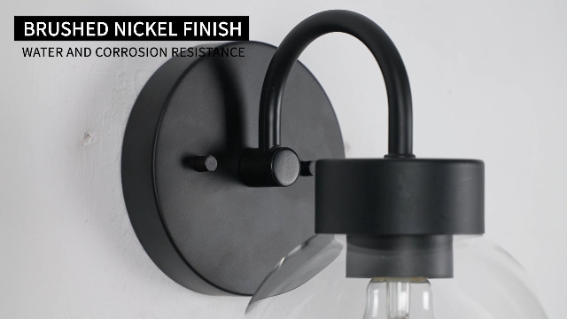 Image of EAPUDUN 1-Light Matte Black Bathroom Light Fixtures Over Mirror, Vanity Lights with 1 Globe Clear Glass Shades, Industrial Style Wall Sconces, WLA1433-MBK