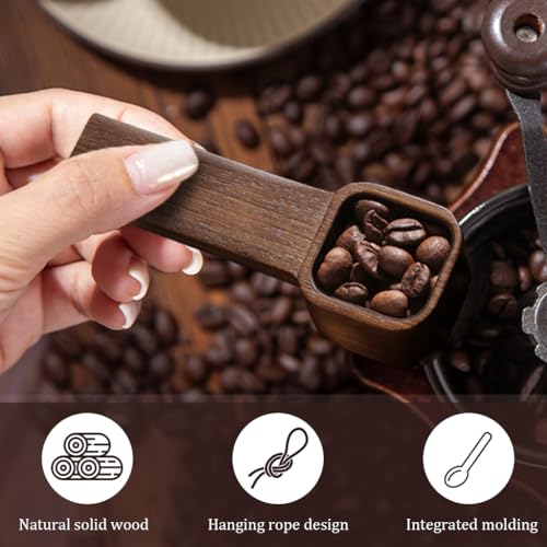 Image of Supvox Wooden Coffee Bean Spoon Measuring Cup Ground Coffee Spoon, Natural Wood Square Shape Kitchen Spoon for Condiments, Seasoning, Dry or Wet Use, 10g Capacity