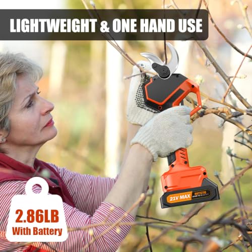 Image of Electric Pruning Shears, 2.75'' Cut, 2 Batteries & Spare Blades | Dual 2.0Ah Batteries, Brushelss Motor, SK7 Blades, LCD Display Cordless Branch Cutter Pruner for Garden Tree Trimming(Orange)