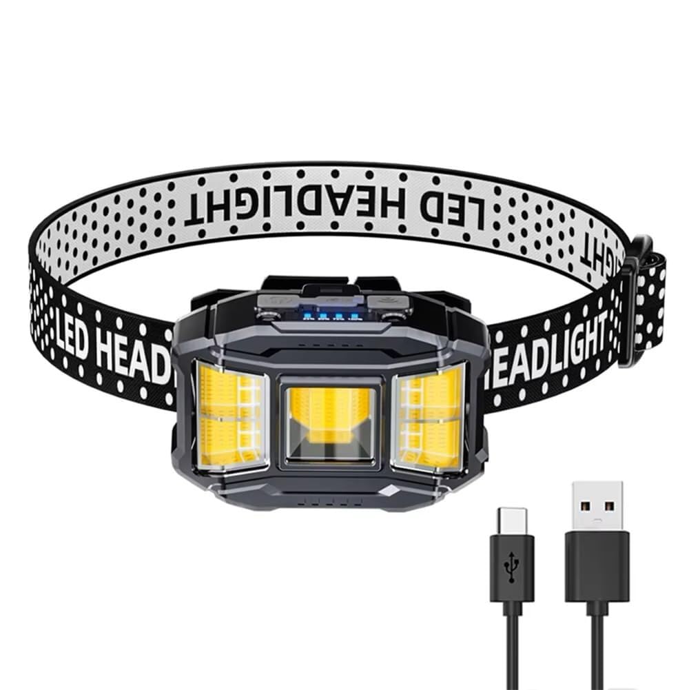 QFGVMXBWKZH COB LED Outdoor Head Lamp USB Charging Flashlight Power Display Headlight Torch for Night Fishing