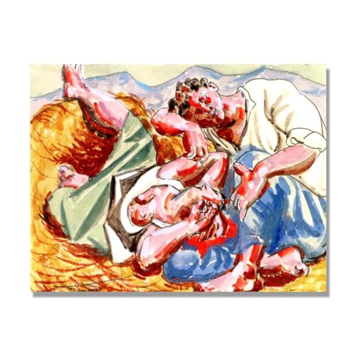 Tableau Picasso sur toile Une sieste pour décoration murale de salon 60x80cm
