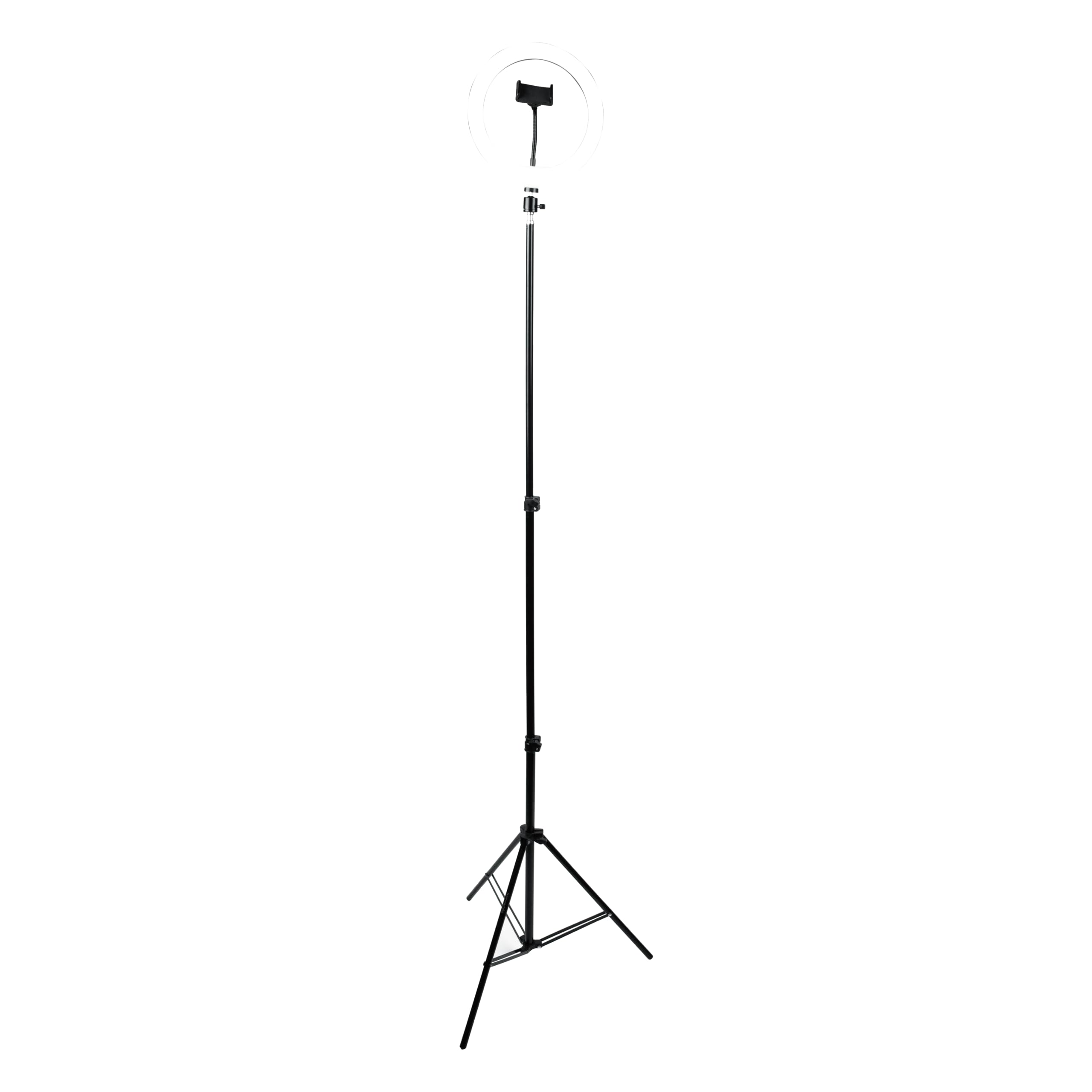 Gator Frameworks 10-calowa lampa LED pierścień ze statywem podstawa ze stojakiem na telefon (GFW-RINGLIGHTTRIPD)