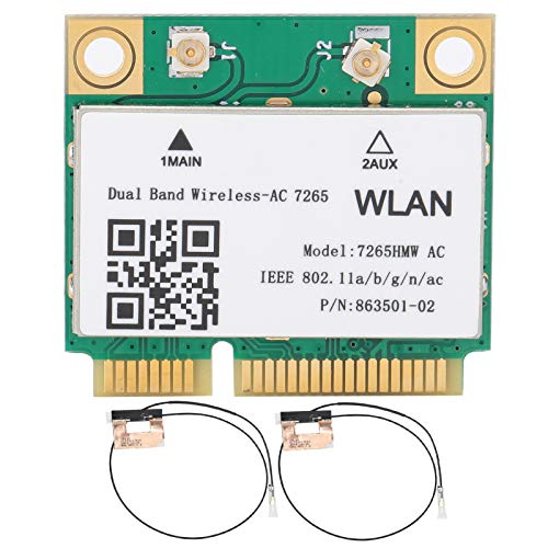 Tarjeta de Red inalámbrica, Banda Dual, 7265HMW 802.11AC Mini PCI E WiFi BT4.2, Adaptador + 2 Antenas, Tarjeta de Red Mini PCI E, Tarjeta WiFi para PC con Bluetooth