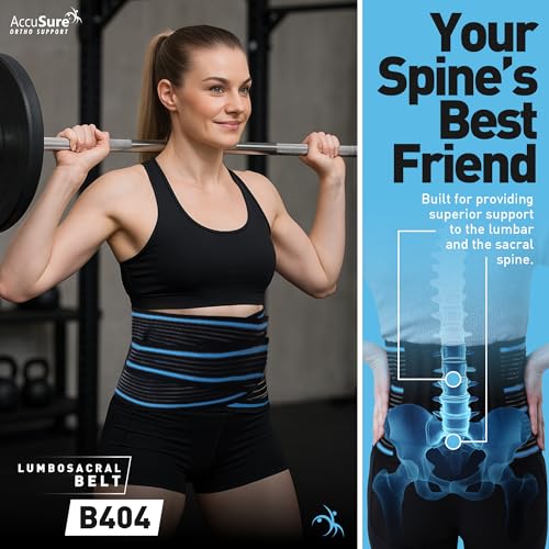 Image of AccuSure Fabric LS Belt Special Fit For Size XL & XXL | Lumbo Sacral Back Support Belt For Lower Back Pain Relief, Spine Support & Posture Correction | Adjustable Back Brace For Men, Women