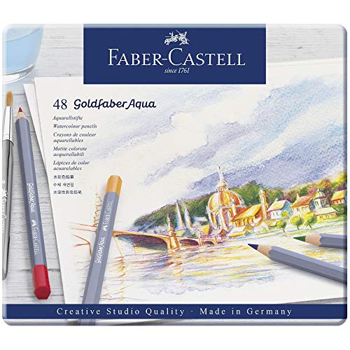 Faber-Castell 114648 - Crayons aquarelle, set de 48 crayons de couleur, incassables, entièrement...