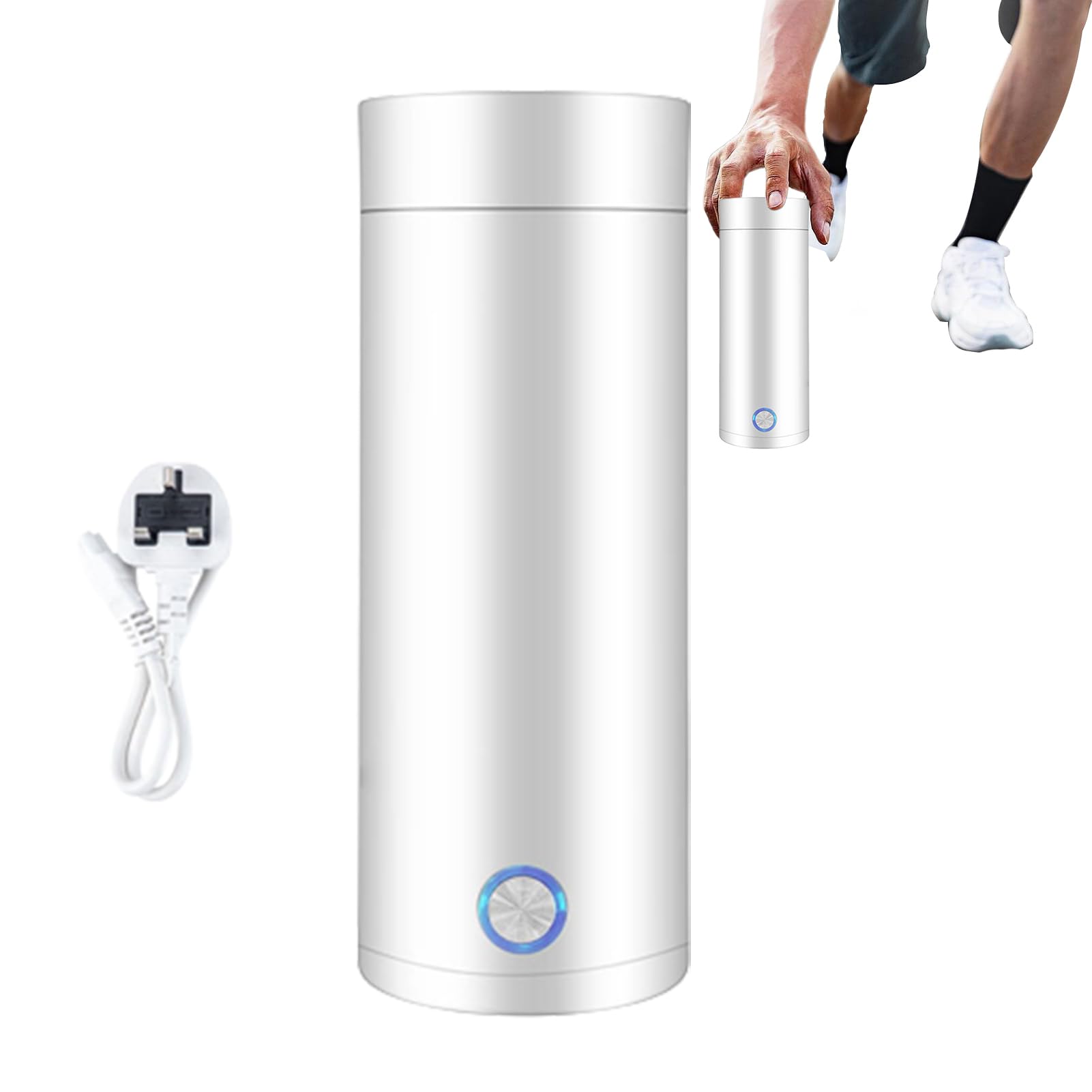 Travel Heating Cup | Stainless Steel Self Heating Heated Mug - 400ml 3 in 1 Travel Electric Kettle for Traveling, Camping, Daily Life, Going Out Soptec