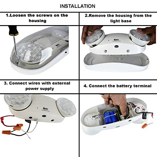 Outdoor Rated Ultra-Bright White LED Emergency Light(Bug Eyes) with Battery Backup, Wet Location Listed, 90-Minute Minimum Capacity, UL Certified, 5 Years Warranty (2 Pack) - Thumbnail 3