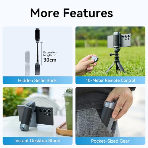 Support de poignée de smartphone avec télécommande perche selfie compatible iPhone TELESIN - 5
