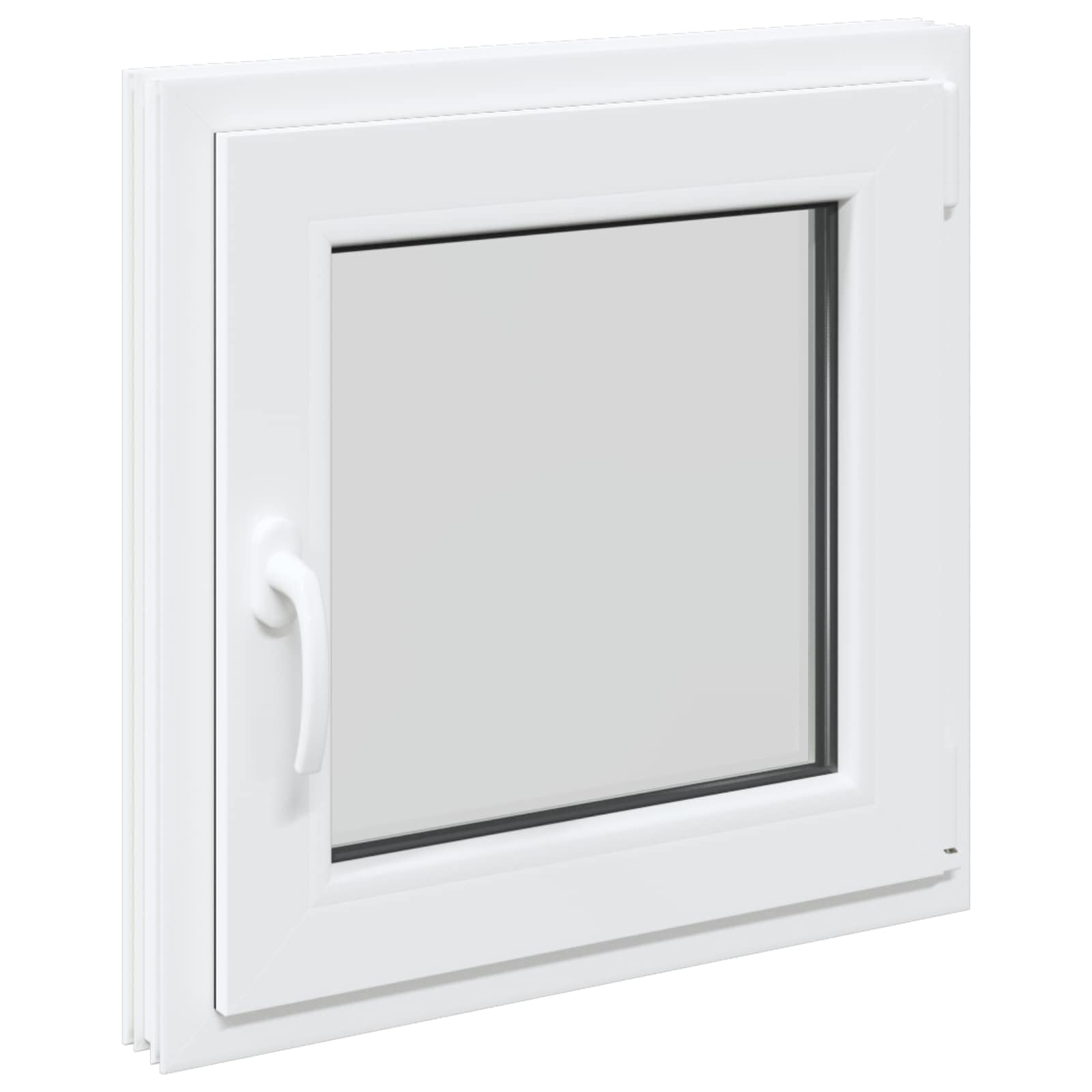 vidaXL Ventana de sótano RISOR 50 x 50 cm PVC y Vidrio Blanco, Sótano, Aislante Térmico Moderno y Duradero para Ventanas Eficientes, Accesorios de Vidrio PVC Aislantes