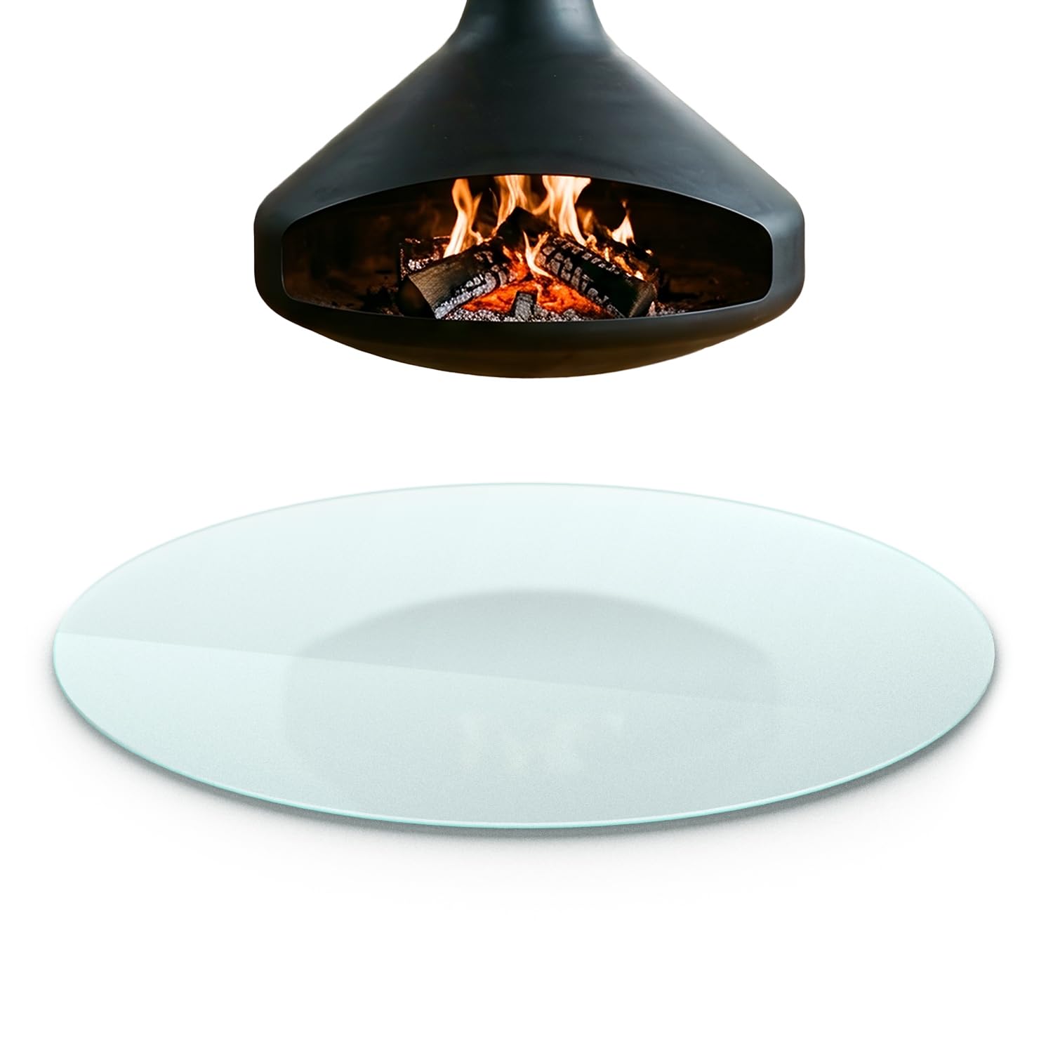 Protecteur de sol robuste rond 90 cm de cheminée en verre