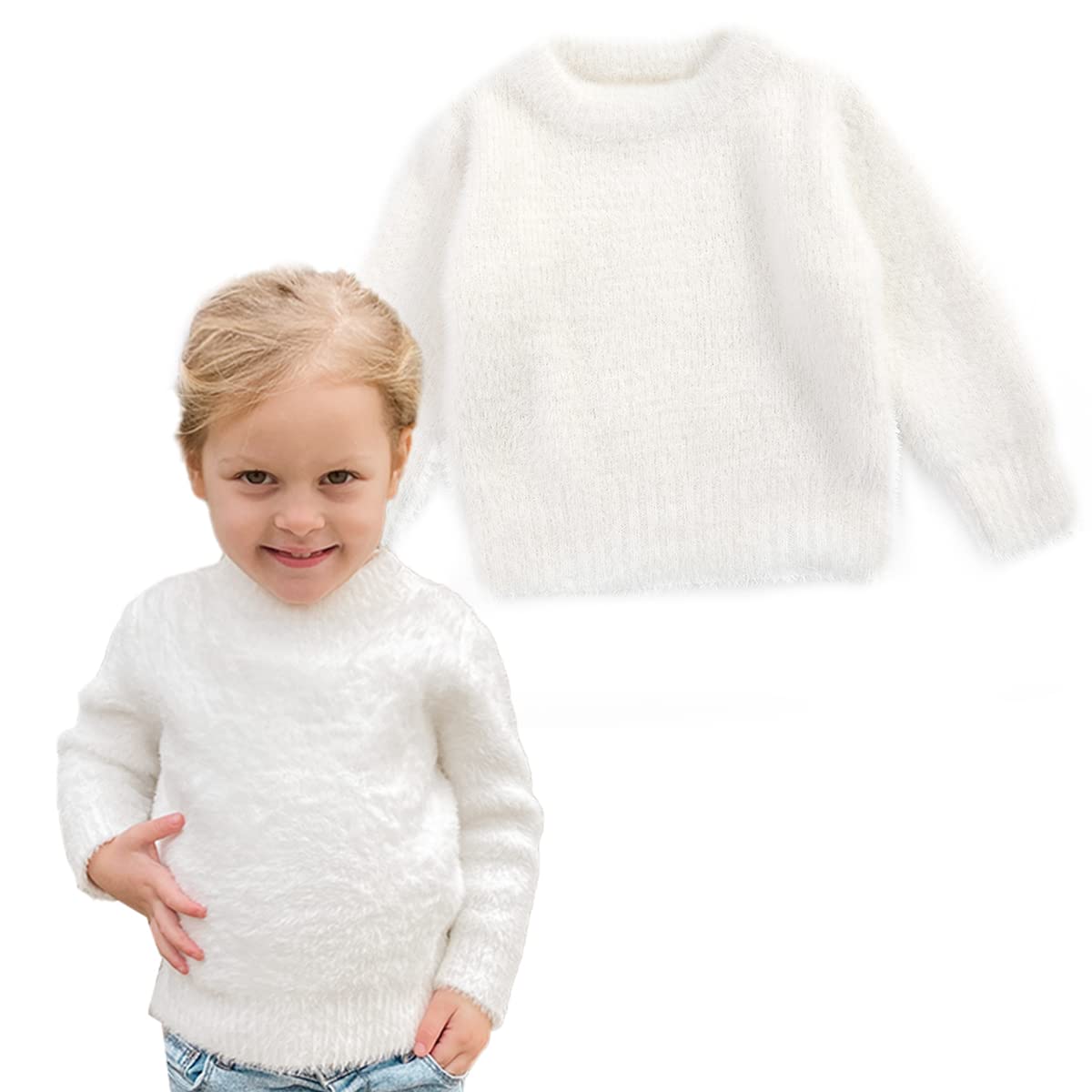 Curipeer Baby Sweater Solid Ruffle Basis Pullover Sweater Turtleneck Longsleeve Fall Clothes for Baby Girl and Boy 6M-4T