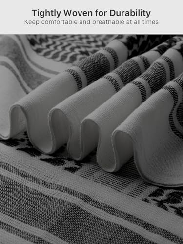 Image of FREE SOLDIER 100% Cotton Scarf Military Shemagh Tactical Desert Keffiyeh Head Neck Scarf Arab Wrap with Tassel 43x43 inches