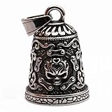 MOYOZZ Old School Biker Skull Bell - Viking Warrior Skull Motorcycle Biker Bell Hanger or Key Chain for Good Luck on The Road (Grey)