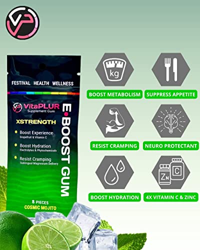 4 Pack Variety! | Vitaplur E-Boost Gum | Rave Supplement | Festival Wellness | Magnesium | Rave Vitamins | Rave Gear | Antioxidants & Electrolytes | 5-Htp Free ! Adderall Comedown | Elderberry #TOP4