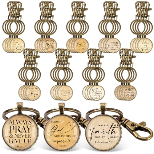 Image of Fumete Christian Keychain Bulk Bible Verse Religious Key Chains Scripture Quote Positive Gift for Women Men Church Pastor
