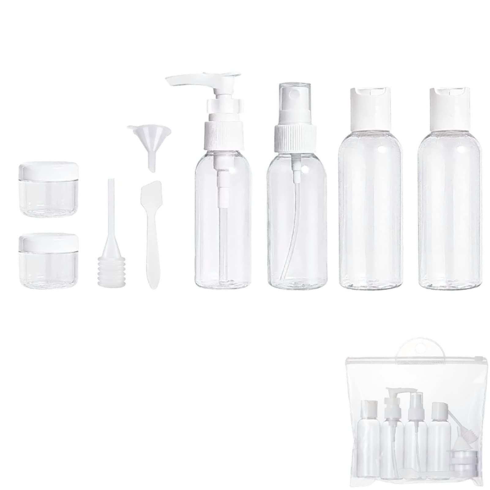 Kit 9 Pezzi Contenitori Viaggio Liquidi - Flaconi Senza BPA Per Aereo, 75ml E 20ml - Foto 12
