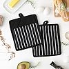 Professional and Commercial Grade, Chef Stripe Kitchen, Potholders, Black #2