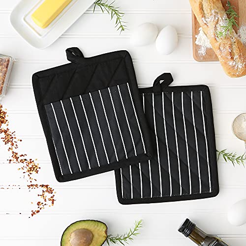 Professional and Commercial Grade, Chef Stripe Kitchen, Potholders, Black by DII - Used condition - Image 3