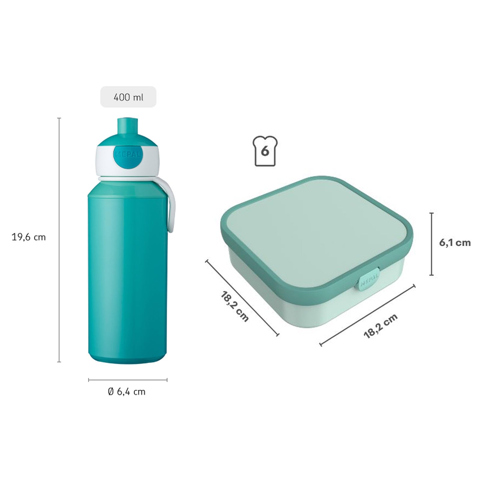Mepal Ensemble déjeuner XL Campus - Grande boîte à bento et gourde - Passe au lave-vaisselle - 400 et 1300 ml - Avec compartiments, fourchette et fermeture à clip - Parfait pour les collations et les