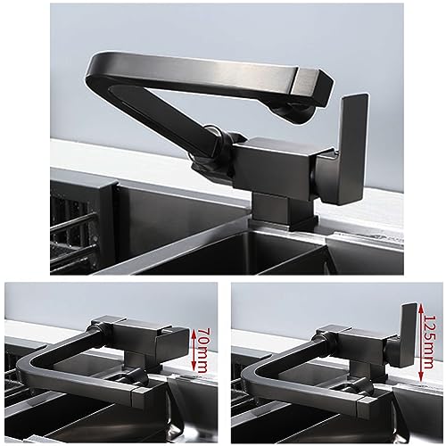 Robinet d'eau potable 2 levier d'évier au design noir pliant rotatif cuisine