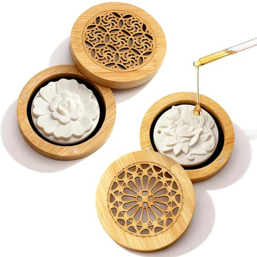 PHMING 2 Pièces Galet Diffuseur Huile Essentielle, avec Aimant Diffuseur D'huiles Essentielles, Forme Ronde Diffuseur de Parfum, avec 2 Pierres Parfumées,...