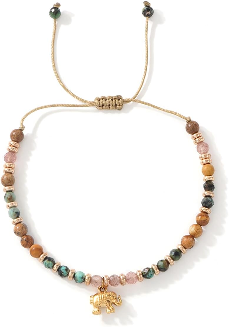 Elephant Gifts for Women Inspirational Gifts for Women Christmas Stocking Stuffers Elephant Bracelet Natural Healing Stone Bracelet Anxiety Friendship New Beginnings Get Well Soon Gifts