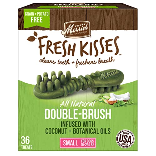 Merrick Fresh Kisses Dog Dental Treats, Coconut Plus Botanical Oils Recipe, Dog Treats For Small Breeds 15-25 Lbs - 23 Oz Box With 36 Brushes #TOP10