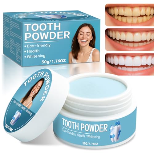 Polvo blanqueador de dientes de 50 g, fórmula sin peróxido y que protege el esmalte dental, blanqueador de dientes natural, elimina la decoloración del café, té y humo, suave para dientes sensibles
