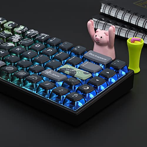 Image of Fogruaden Pudding Keycaps 60 Percent, 118 Dye-Sublimation Keycaps Set, ASA Profile Custom Keycap Mechanical Keyboard(Grey Sound)