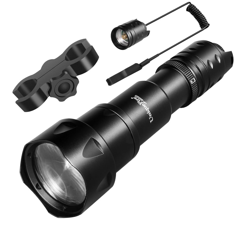 UniqueFire 2002D Infrared LED Torch, Infrared Light IR 850NM Wavelength Flashlight, Invisible Light for Use with Night Vision Devices Only, Adjustable Focus, Dimmable
