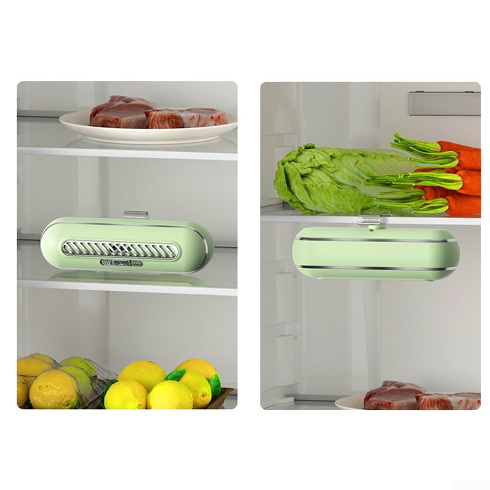 Negative Ionen-Luftreiniger für Kühlschrank, wiederaufladbarer Deodorierer zur Beseitigung schlechter Gerüche, hält Lebensmittel frisch, leiser Betrieb für Zuhause und Auto (grün)
