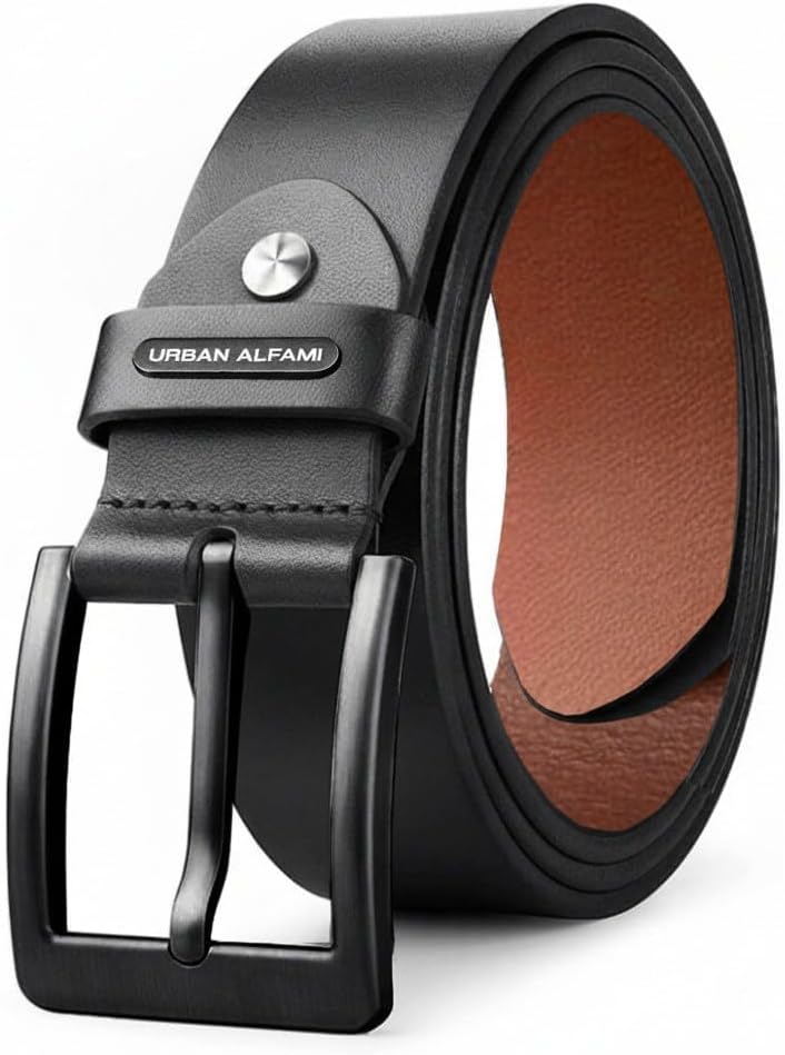 Genuine leather Belt for Men | Formal/Casual | Size 28-46 (BLACK TM20, 34)