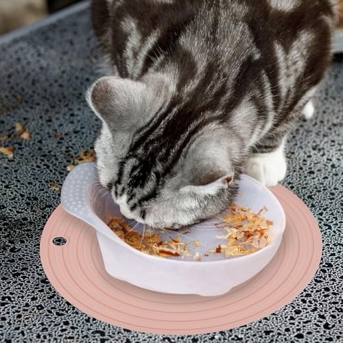 2 Stück Napfunterlage Katzen Rund, 24cm Silikonmatte Hundenapf, Futternapf Unterlage rutschfest Matte Katzenfutter, Topflappen, Futterunterlage Hund für Mittlere und Kleine Haustiere