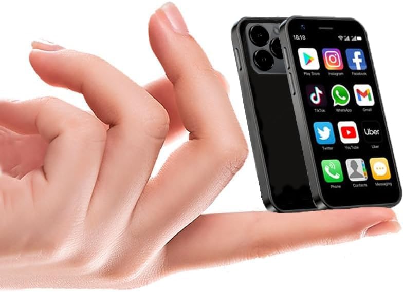 iLight Mini Smartphone 16 Pro Max held in a hand, showing its small size.