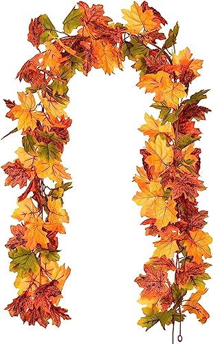Herbst Girlande Ahornblätter, Herbstblätter Girlande Herbstgirlande für Drinnen und Draußen, Hochzeit, Erntedankfest, Abendessen, Party, Kamin, Weihnachtsdekoration(175cm)