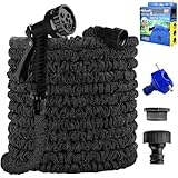 emcalm 伸びるホース 超軽量 柔軟 耐摩擦 15m 3倍伸縮散水ホース 三重構造 7パターン散水ノズル付き 収納便利 洗車 水やり ガーデニング 花壇 園芸 風呂掃除 お庭 カーウォッシュ 散水ホース 伸縮ホース 給水ホース