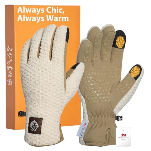 Womens Gloves for Cold Weather, Winter Gloves Women Touchscreen 3M Thinsulate Warm Glove with Thick Fleece and Non-Slip Palm, Windproof Sherpa Gloves for Skiing Snow Shoveling Shopping Hiking Driving