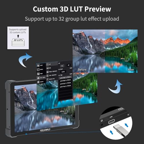 Image of FEELWORLD T10 Touchscreen 10.1inch 1920x1200 Camera Filed DSLR HDMI Monitor Camera External Monitor with 3D LUT HDMI Ouput F970 Power Plate