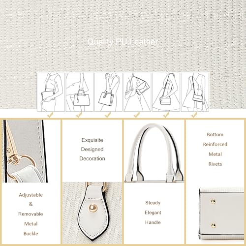 Image of CHICAROUSAL Crossbody Purses and Handbags for Women PU Leather Tote Top Handle Satchel Shoulder Bags (CB White)