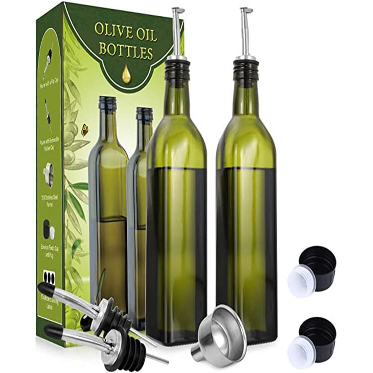La Mejor Recopilación de Aceitera de cocina de esta semana. 46 Ulable Dispensador de aceite de oliva,botella para aceite de oliva,botella de vidrio cuadrada alta con boquilla vertedora de acero inoxidable, juego de 2,con vertido,...