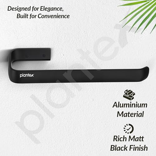 Image of Plantex Aluminium Towel Ring for Bathroom /9 Inch Towel Holder /Towel Hanger for Wash-Basin /Bathroom Accessories - Pack of 1 (1512, Black)