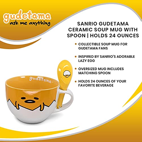 Taza de Cerámica Silver Buffalo Gudetama 24 oz con Cuchara miniatura 7