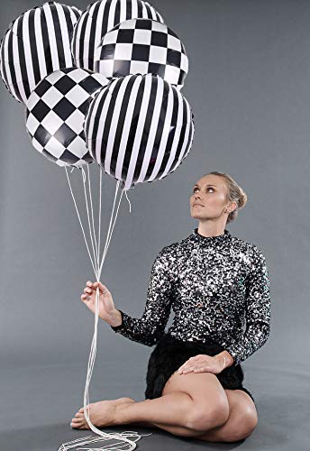 20 Pieces Checkered Racing Car Flag Party Balloons - Racing Car/Dirt Bike/Motocross Themed Party Decorations Supplies Black White Striped And Lattice Balloons #TOP1