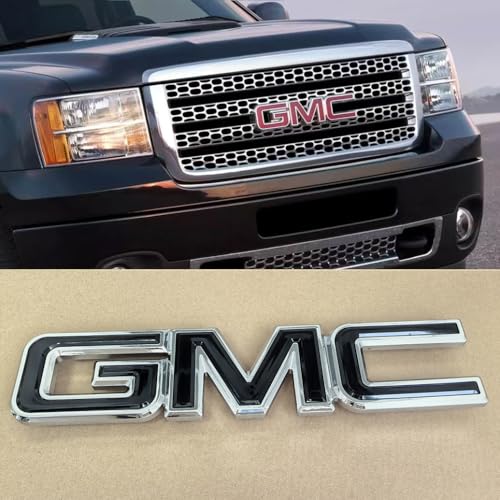 Big 2007-2013 OEM Front Grille Emblem Badge 3D Nameplate Replacement for Sierra 1500 2500HD 3500HD 15256164 Gloss (Chrome with Black)