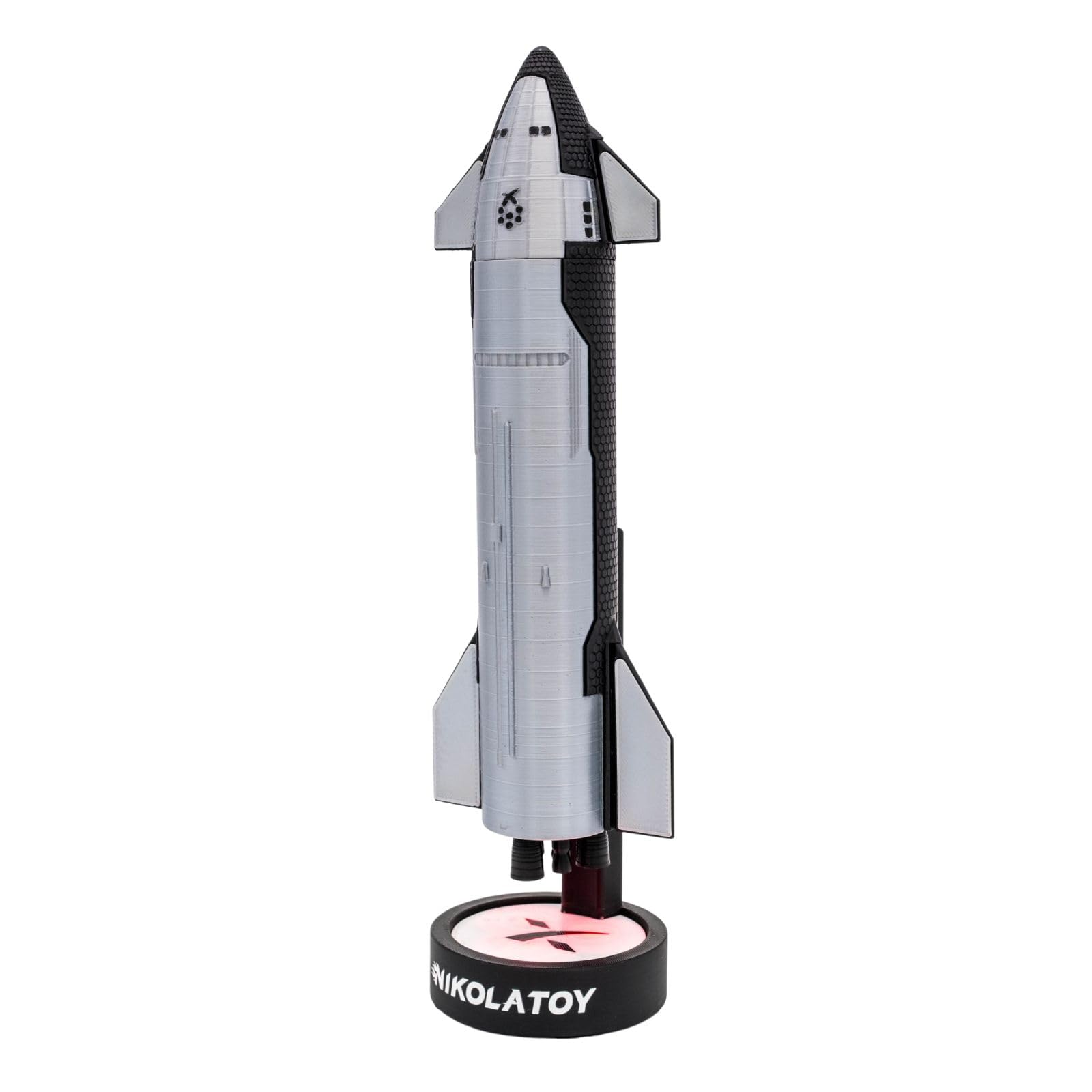 NIKOLATOY SpaceX Starship, modello in scala 1:200, razzo spaziale con luci a LED e funzione di nebulizzazione, giocattolo da collezione aerospaziale, ornamento da scrivania, regalo ideale per gli