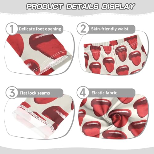 Girls' Leggings Lip Smile Show Tongue Teeth Ankle Length Printed Leggings Comfort Pants for Kids 4-10 Years4