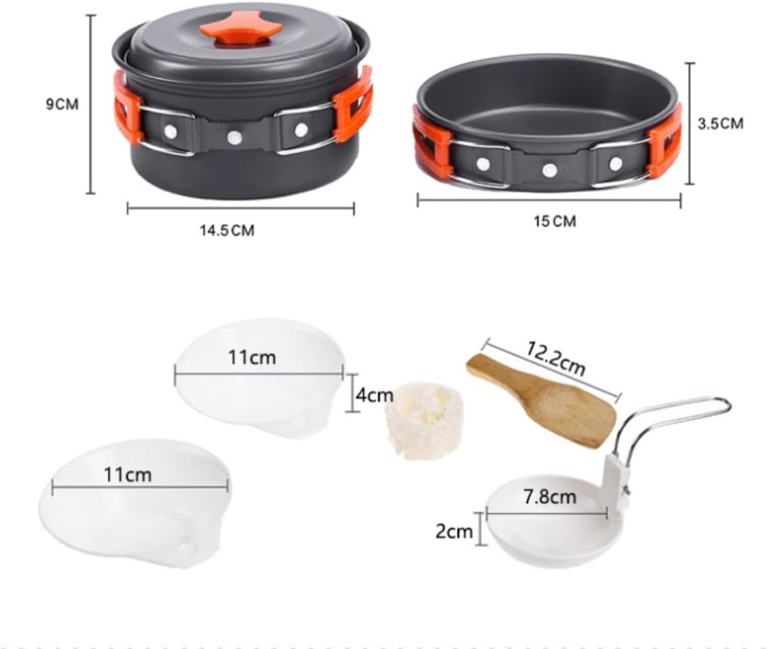 Camping Campfire Utensils, Portable Camping Tableware Cooking Set Outdoor Cookware Pan Pot Bowl Spoon Utensils for Hiking Picnic Backpacking Gear