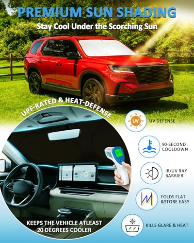 Image of Windshield Sunshade for Honda Pilot 2016-2024 2025 2026 Sun Shade Cover | Sun Visor Front Windshield Shield UV Heat Blocker Window Protector Car Accessories