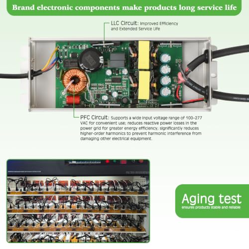 Image of LED Driver 500 Watts(250W X2) 12V DC Transformer,Waterproof IP67 Power Supply, Adapter with 3-Prong Plug 4.9 Feet Cable for Any DC led Lights, Computer Project, Outdoor Light